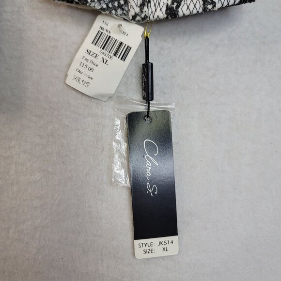 Clara S Sheer Snake Print Lace Button Jacket XL Black White Lightweight New - Picture 6 of 9